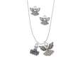 thumbnail image 2 of Delight Jewelry Silvertone LOVE Stamp Silver tone Guardian Angel Charm Necklace and Stud Earrings, 2 of 4