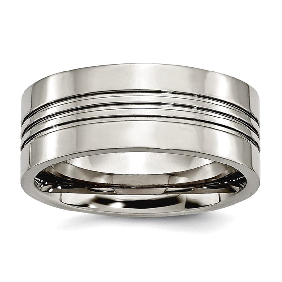 Titanium Grooved 9mm Polished Band Ring Size 11 Ring for Women and Men