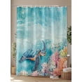 thumbnail image 4 of Fsddascl Turtle Shower Curtain Set - 72" x 78" Washable Bathtub Curtain with 12 Hooks, Coastal Ocean Starfish Coral Watercolor Blue Waterproof Fabric Stall Shower Curtains for Bathroom/Bathtub, 4 of 6