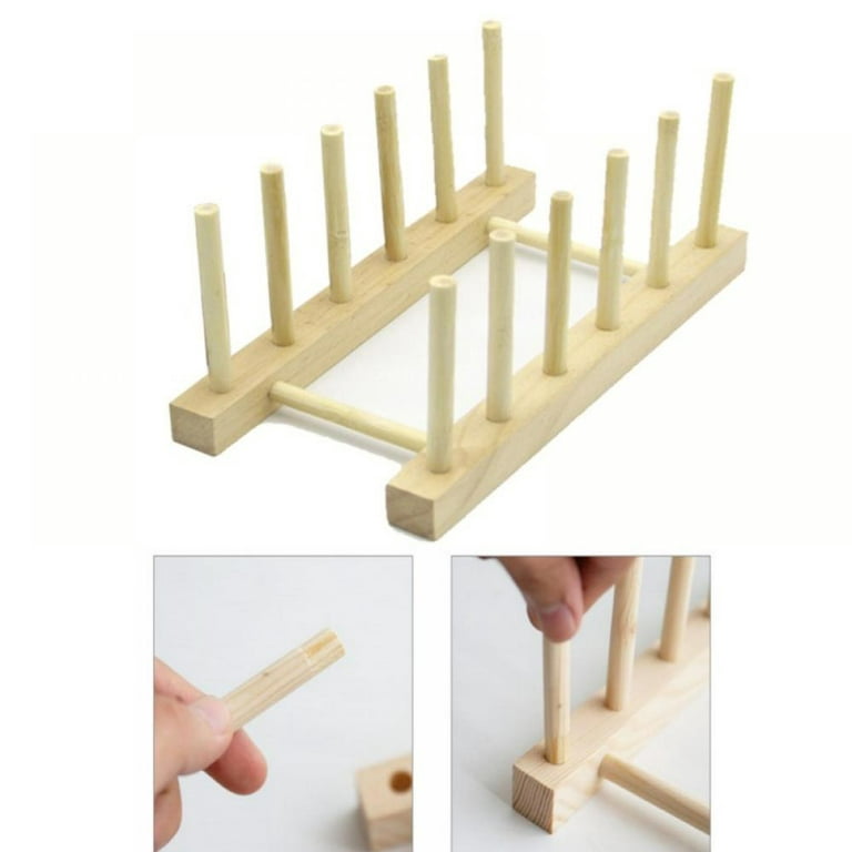 PRAETER Bamboo Wooden Dish Rack Plates Holder Kitchen Storage