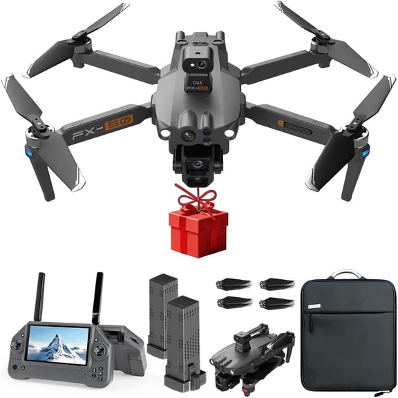FX-50 GPS Drone with Camera for Adults, 4K Drone with 3-Axis Gimbal and 7.2-Inch FPV Touchscreen Remote, 100-Minute Flight Time, 6-mile Range