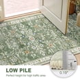 thumbnail image 6 of MJIAexp 2'x6' Boho Runner Rug,Non Slip Washable Floral Hallway Runner Rug with Rubber Backing, Low Pile Faux Wool Distressed Carpet for Kitchen, Laundry, Bedroom, Entrance,Green, 6 of 8
