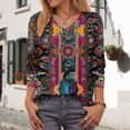 thumbnail image 2 of Towmus Womens Blouses Boho Floral Printed 3/4 Sleeve Shirts Business Work Shirt Dressy Casual Loose Tops, 2 of 5