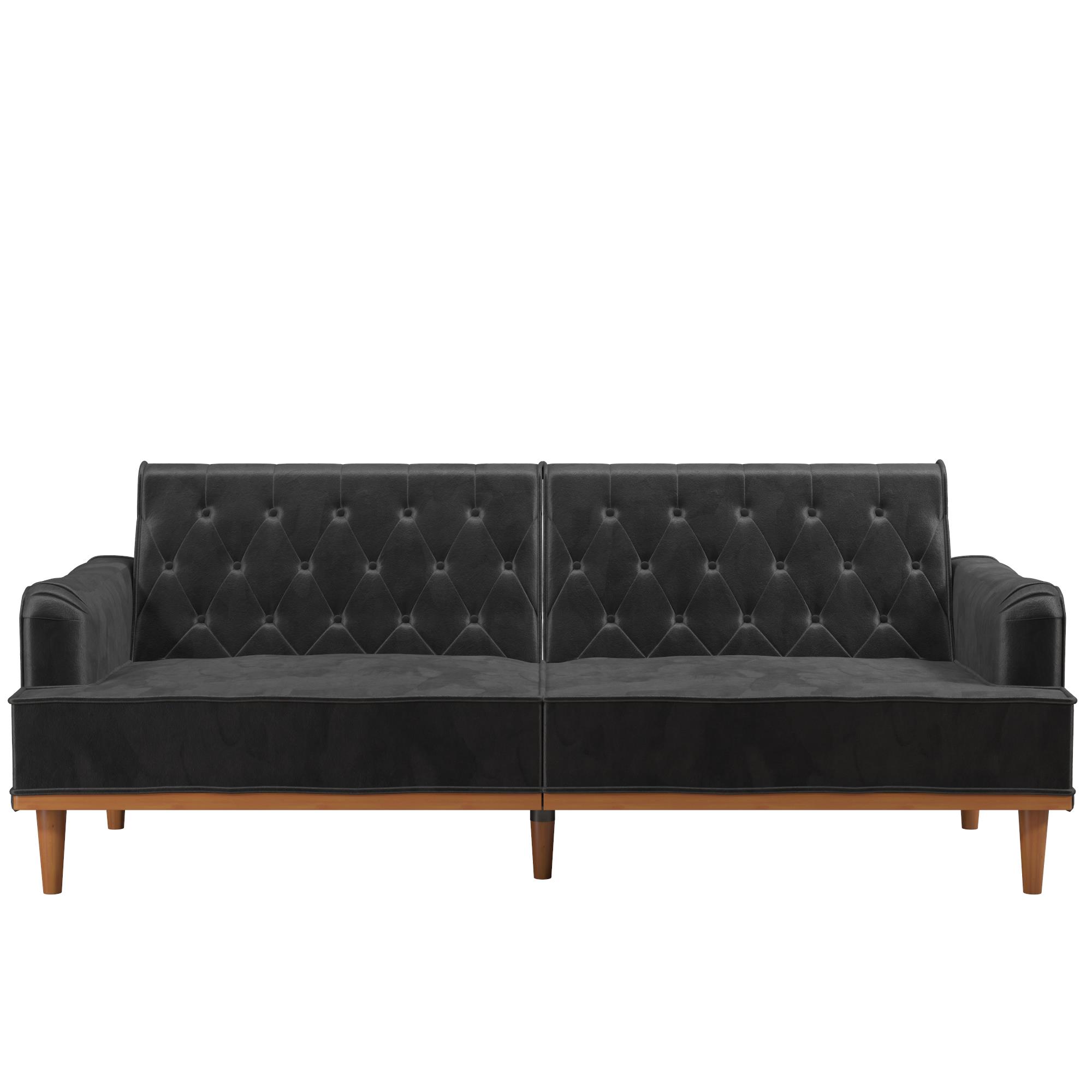 Mr. Kate Stella Vintage Convertible Sofa Bed Futon, Dark Gray Velvet