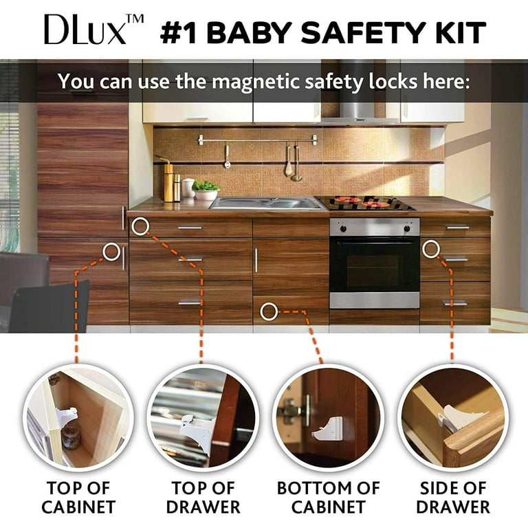 DLux 41-Piece Magnetic Cabinet Locks Child Safety Kit [12 Locks,
