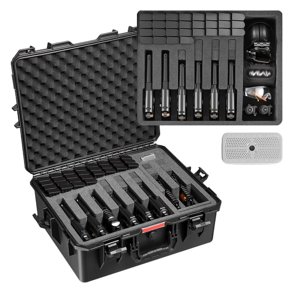 VEVOR Hard Pistol Case, Heavy Duty Hard Gun Case with XPE Foam Lining, Waterproof Pistol Storage Box with Customizable Interior & Handle for Gun, Lenses, Camera, Gear, TSA Compliant, 21.9x17.9x8.8 in