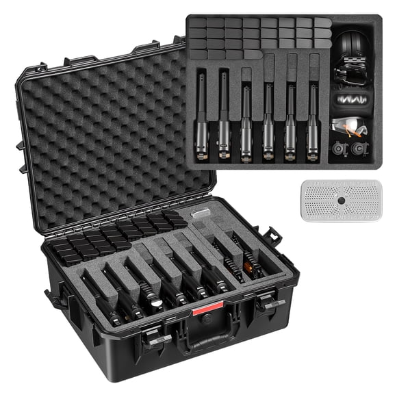 VEVOR Hard Pistol Case, Heavy Duty Hard Gun Case with XPE Foam Lining, Waterproof Pistol Storage Box with Customizable Interior & Handle for Gun, Lenses, Camera, Gear, TSA Compliant, 21.9x17.9x8.8 in