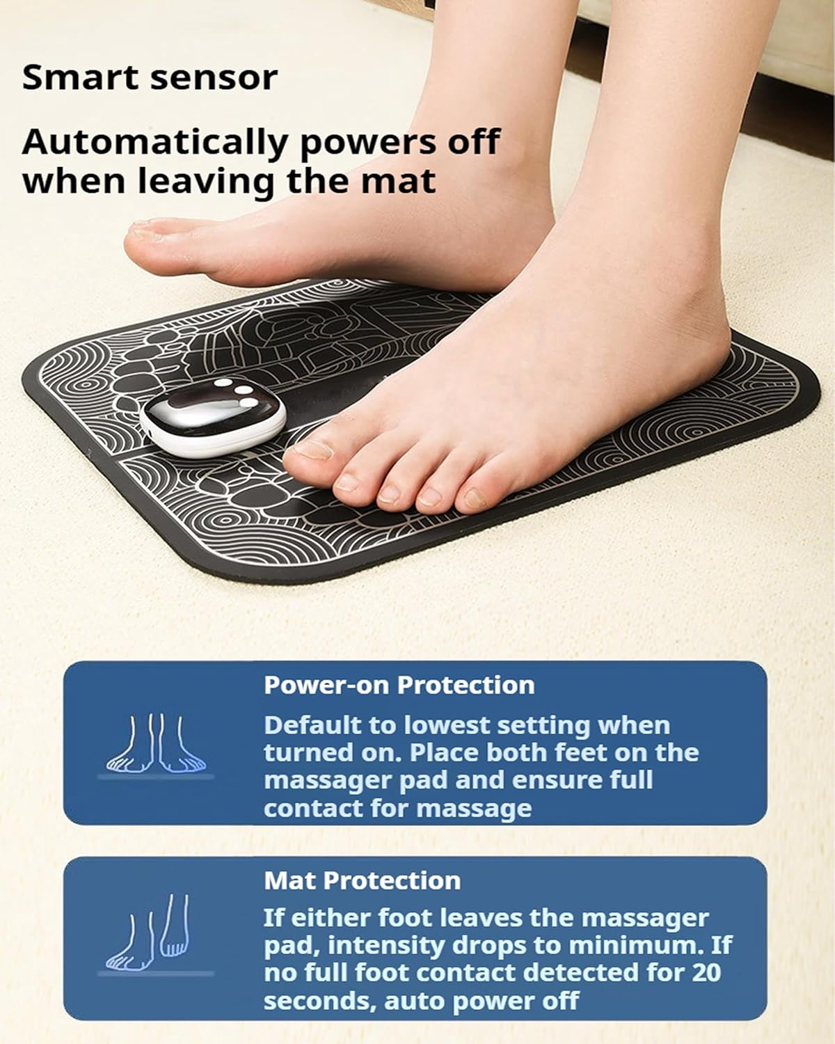 Ornexis Foot Plate Massager for Everyday Comfort, 8 Massage Modes, 19 Intensity Levels, Smart Auto Power-Off, Remote Control, USB Rechargeable