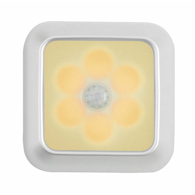Inteprter Luz nocturna Sensor de movimiento 6 LED Luz Lámpara de noche de inducción humana para hotel en casa Iluminación y accesorios Luz cálida de concha blanca cuadrada
