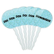 Dominique Cupcake Picks Toppers - Set of 6 - Blue Speckles