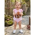 thumbnail image 4 of RUINIXCW Newborn Baby Girl Football Outfit Gingham Plaid Bubble Romper Overalls Infant Baby Girl Clothes Casual Rugby Embroidery Bows Sleeveless Bodysuit Jumpsuit, 4 of 9