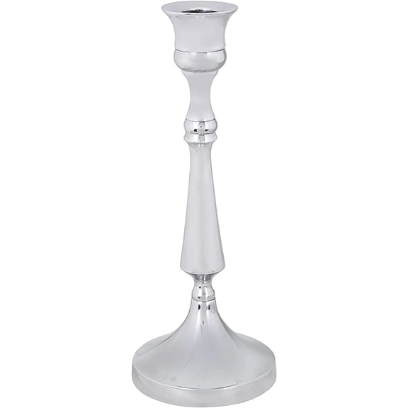 Aspen Creative 16305-11, Nickel Aluminum Decorative Candle Holder, 3-3/4" D x 9-3/4" H