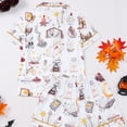thumbnail image 5 of Weebloom Halloween Pajamas For Women Set Print Short Sleeve Button Up Tops And Shorts Pajama Casual Digital Floral Comfort Fit Sleepwear Nightwear Pjs Loungewear White M, 5 of 5