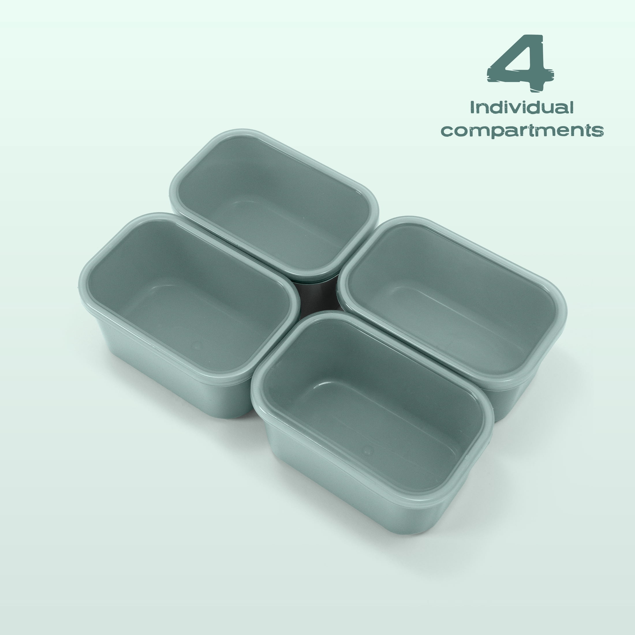 Cook with Color 4 Piece Snackle Box Pods with Lids, Sage, Portable and Dishwasher Safe, Well Suited for Sausces, Snacks, and Small Lunch Items