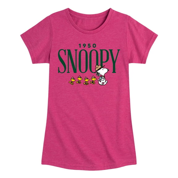 Peanuts - 1950's Camper Snoopy - Toddler And Youth Girls Short Sleeve Graphic T-Shirt