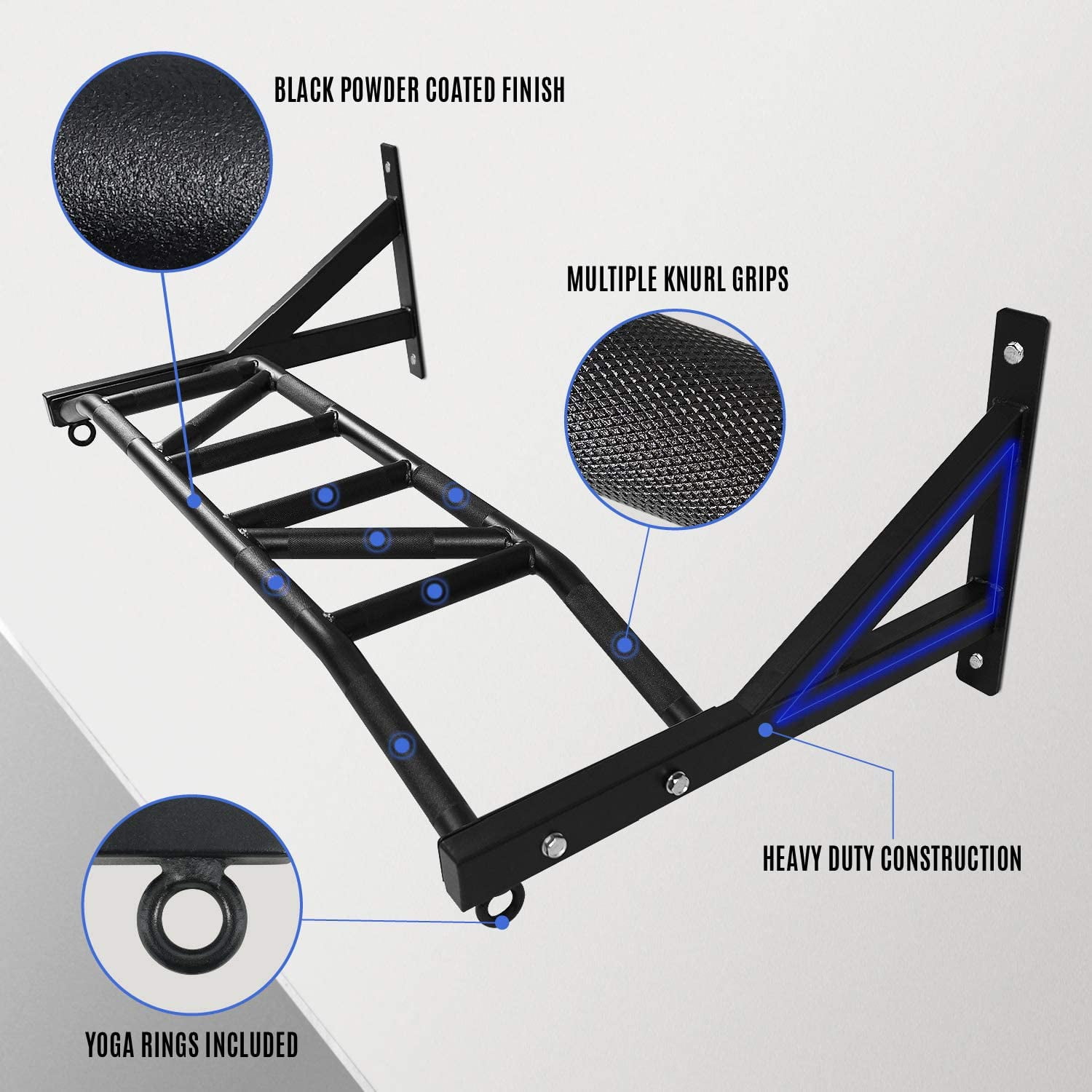 Free Shipping Yes4All Multi Grip Wall Mount Chin Up Bar Black Single Walmart Walmart