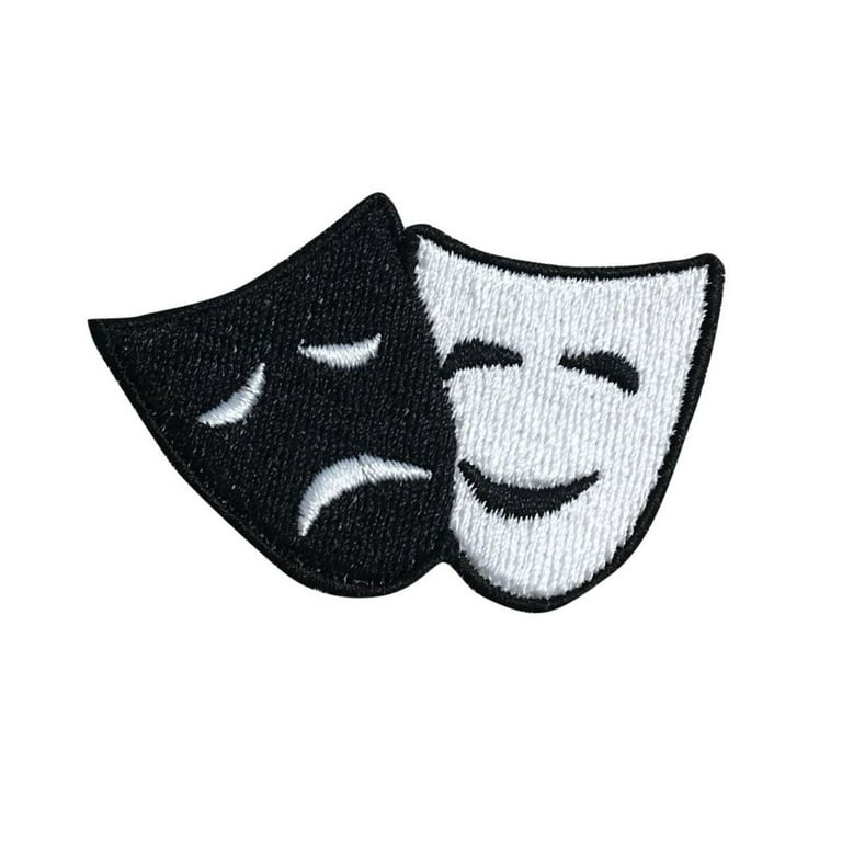 Comedy/Tragedy - Black/White - Theater Mask - Tragicomedy - Iron on  Applique/Embroidered Patch 