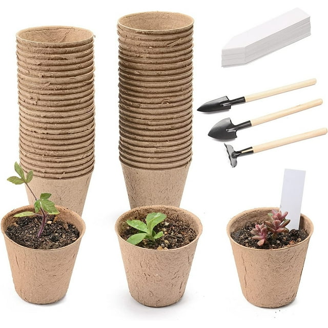 Pompotops Gardening And Planting Paper Tray Seedling Cup Plant Label 50pcs Set Clearance