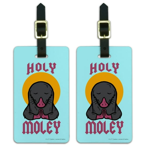 Holy Moley Religious Mole Funny Humor Luggage ID Tags Suitcase Carry-On Cards - Set of 2