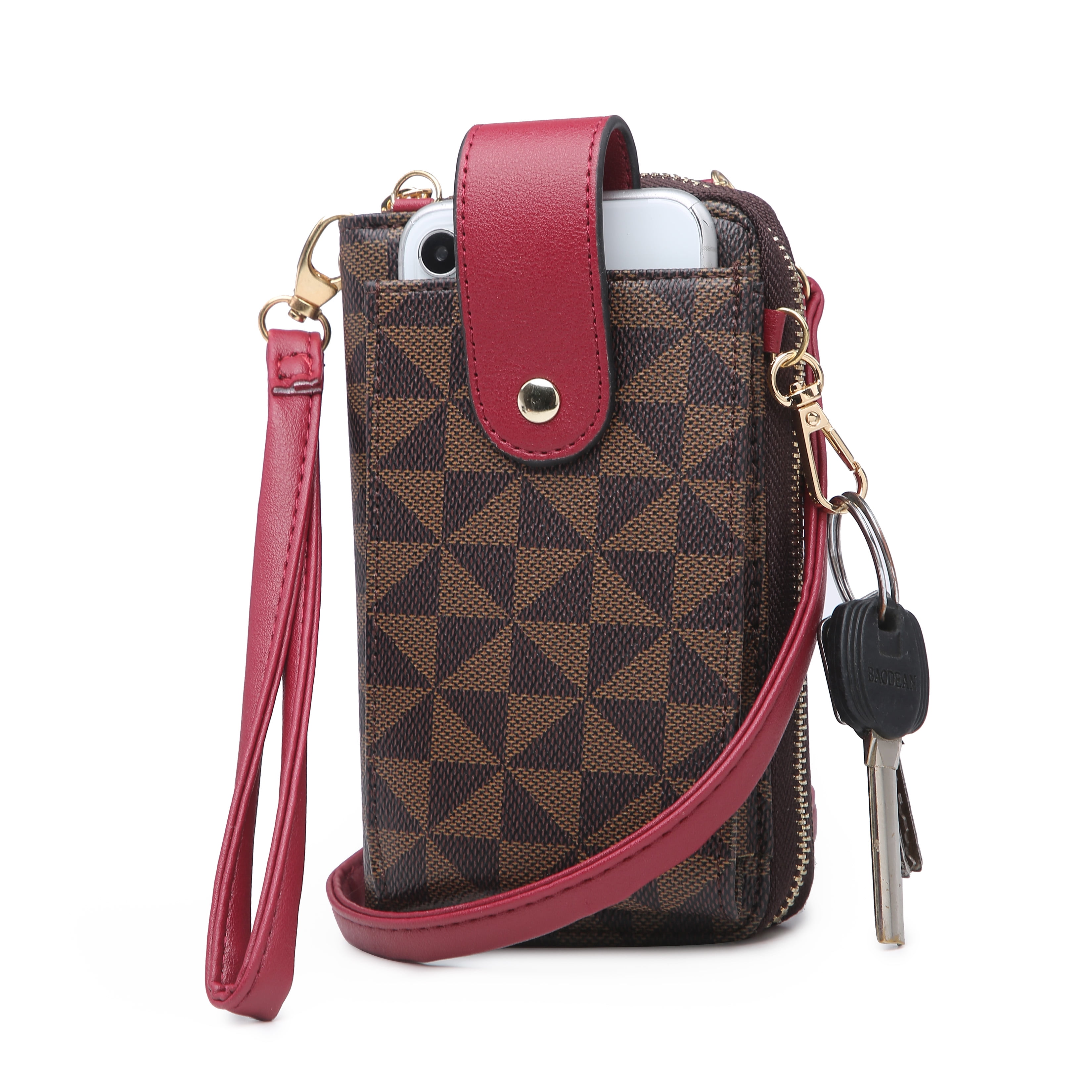 POPPY POPPY Faux Leather Womens Crossbody Shoulder Bag Cell Phone Purse Wallet Credit Card