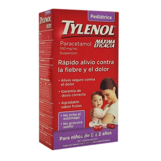 Tylenol 100 mg/ml suspensión pediátrica sabor cereza 15 ml