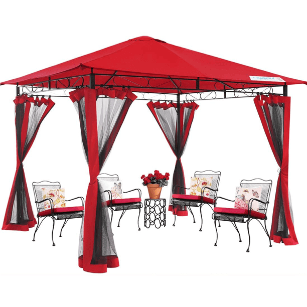 Quictent 118" x 118" Screened Red Square Gazebo