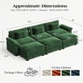 thumbnail image 3 of WACASA 120" Oversized Modular Sectional Sofa Bed, Comfy Cloud Couch w/ 3 Movable Ottoman, 6-Seater Chenille Deep Seat Modern Sofa for Living Room, Green, 3 of 12