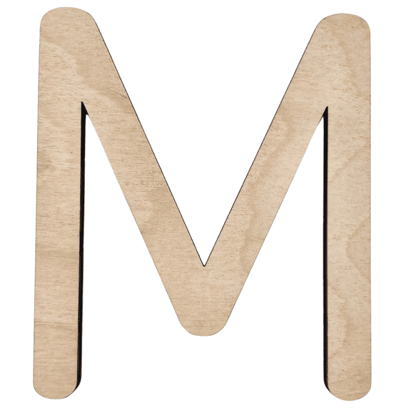 14" Tall BIRCH Wood Letter M | 1/4" Thick | Wood Craft Letter | Krafty Supply Lego House Font | Script Font