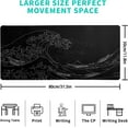 thumbnail image 2 of Japanese Sea Wave Large Mouse Pad, Anime Black Gaming, Extended Kanagawa Mat Desk Pad, 3mm Thick Long Non-Slip Rubber Base Mice Pad, 31.5 X 11.8 Inch, 2 of 6