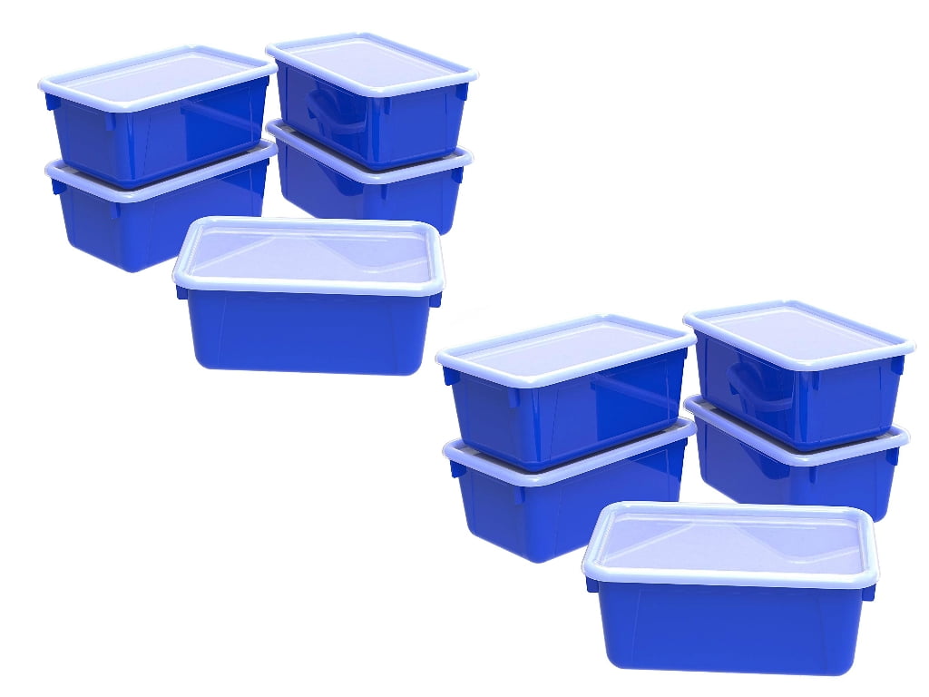 Storex Small Cubby Bin with Cover, Plastic Storage Container Fits