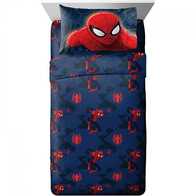 Spider-Man 810970 Marvel Spider-Man Saving The Day Microfiber Twin Sheet Set - 3 Piece