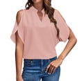 thumbnail image 2 of Womens Short Sleeve Tops Women's Solid Color V Neck Off The Shoulder Loose Chiffon T Tops for Women, 2 of 6