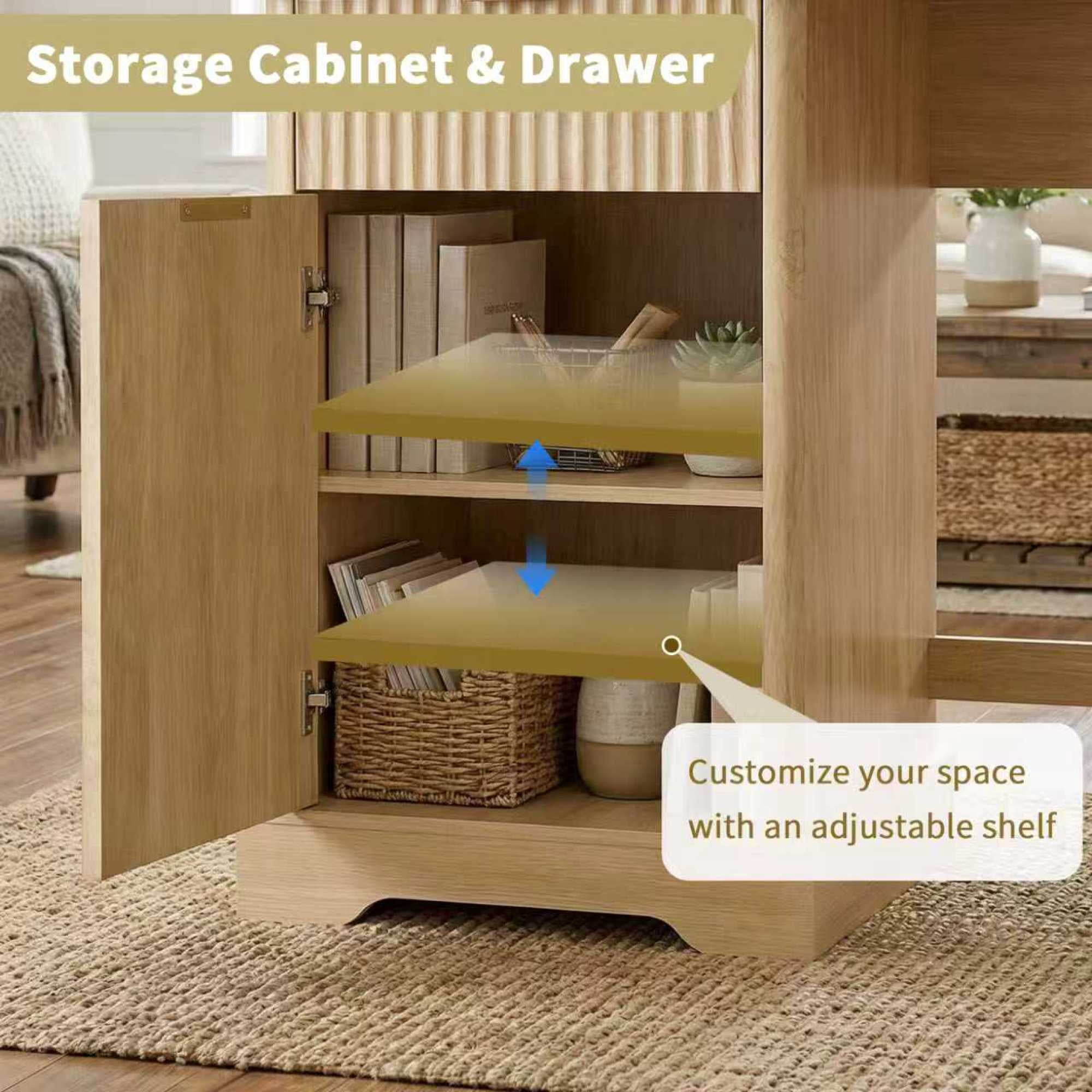 Leumius L-Shaped Desk with Charging Station & Storage Cabinet - Home Office Desk with Monitor Stand, File Drawer and Removable Support Shelf for Study, Home Office Oak