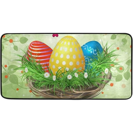 

Hyjoy Easter Bunny Eggs Kitchen Rug Non-Slip Bath Rug Doormats Anti Fatigue Runner Comfort Floor Mat 39 x 20 Inch
