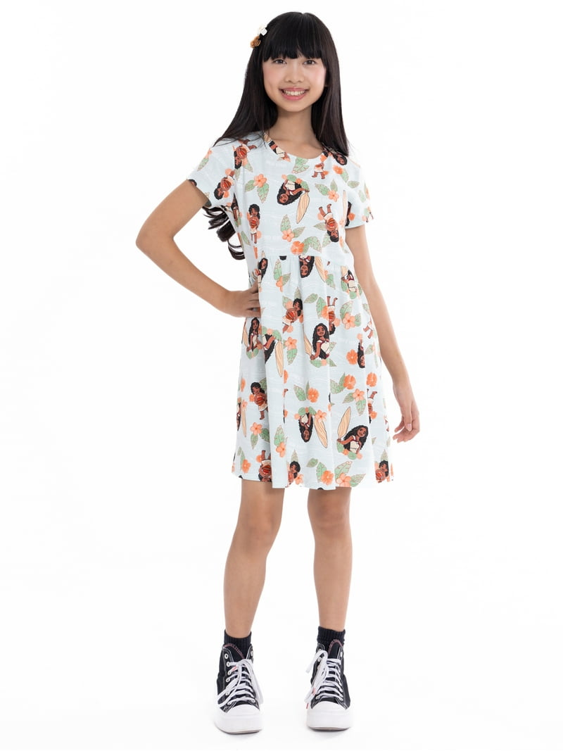 Moana Girls Dress - Short Sleeves, Cotton Blend, Sizes XS-L, Comfortable  Disney Outfit - Walmart.com