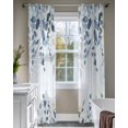 thumbnail image 4 of Navy Blue Eucalyptus Leaves Sheer Curtains 84 Inch Length 2 Panels Set for Living Room/Bedroom, Retro Country Leaf Botanical Kitchen Curtains Grommet Semi-Sheer Curtains Window Treatments 52"x84"x2, 4 of 7