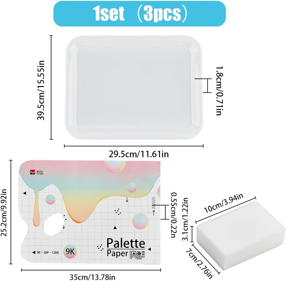 1 Set Plastic Color Palette 11.22x14.96x0.87 inch Rectangle Paint Tray Palette Model Paint Pigment Palette with Sponge for Adults Students to DIY Craft Painting Class Multi-color