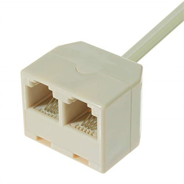YXQ 6P4C RJ11 2 Way Telephone Plug to RJ11 Socket Adapter Connector