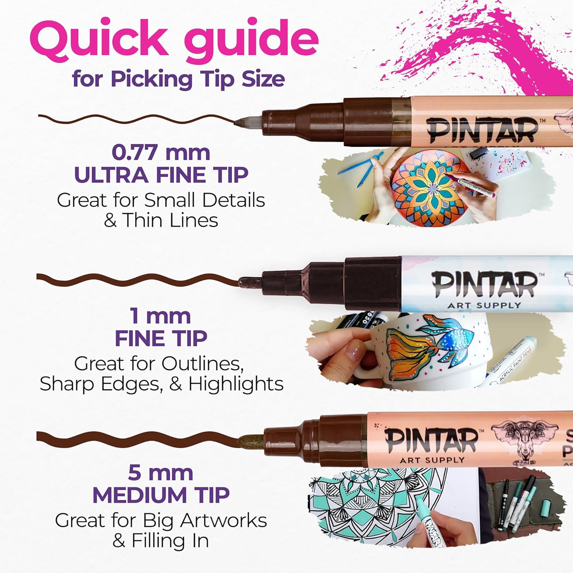 Pintar: Acylic Paint Markers: Skin Tone - Extra Fine Tip .7mm, 20 Pack - Warm Opague Colors, Japanese Ink Multi-Surface Pens, Premium Art Supplies