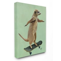 The Stupell Home Decor Collection Meerkat On Skateboard Illustration Wall Art