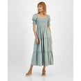 thumbnail image 2 of And Now This GREEN MILIEU Women's Puff-Sleeve Cotton Tiered Maxi Dress, US Small, 2 of 4