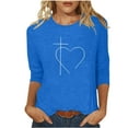 thumbnail image 1 of Blouse pour Femmes T-shirt Imprimé Mi-Longueur Manches 3/4 Blouse Col Rond Hauts Décontractés, 1 of 1