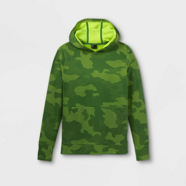 Boys' Tech Fleece Hooded Sweatshirt - All in Motion Camouflage Green XS 