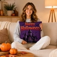 thumbnail image 6 of Sahpxhe Halloween Castle Pillow Covers,18x18in Spooky Bat Pattern Decorative Sofa Cushion Pillow Cases with Hidden Zipper for Halloween Decoration,Living Room Sofa Orange, 6 of 6