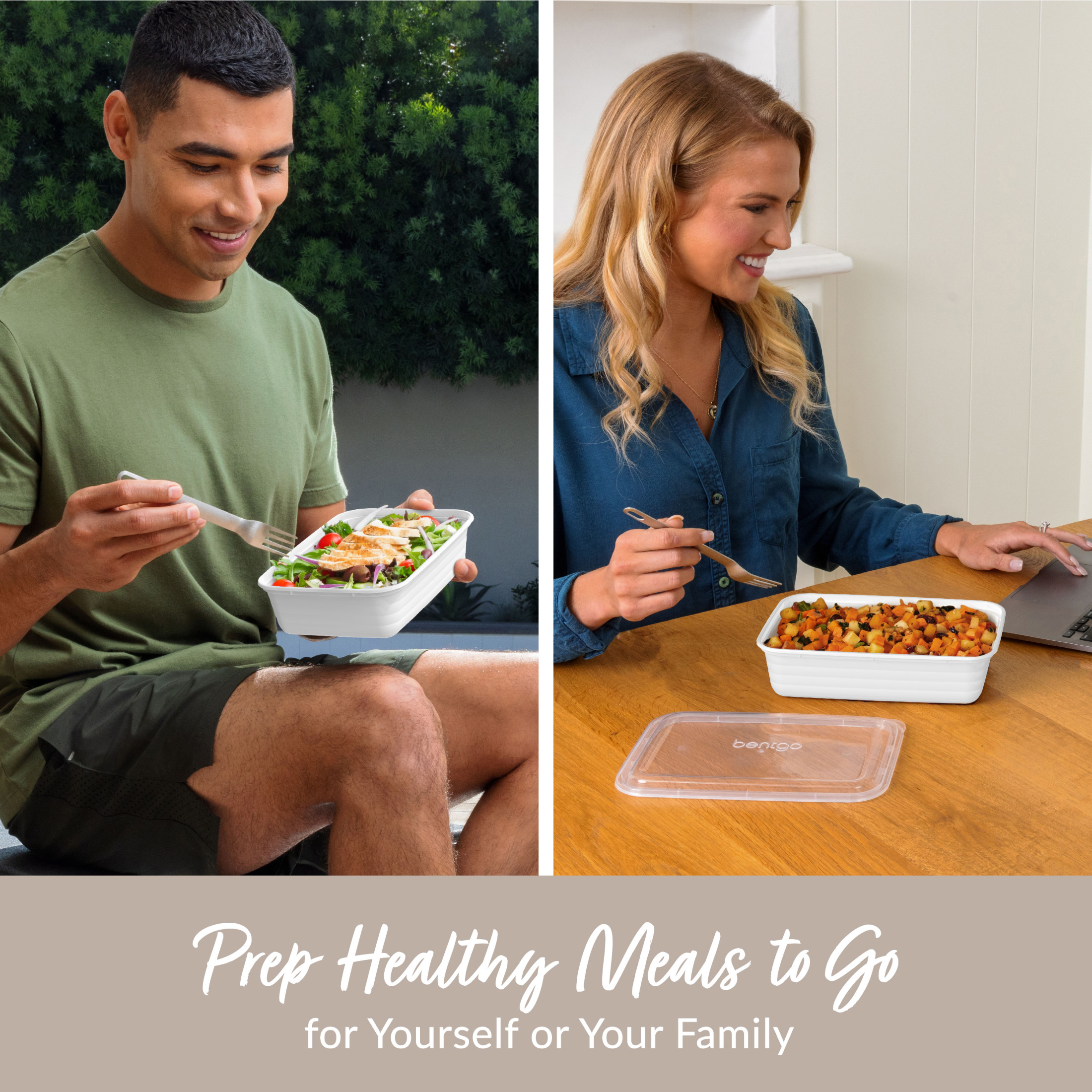 Bentgo Prep 60-Piece Meal Prep Kit - Reusable & BPA-Free Food Containers, 1-Compartment, 2-Compartment, & 3-Compartments - Microwave, Freezer, & Dishwasher Safe (White Stone)