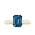 thumbnail image 5 of Rosec Jewels London Blue Topaz Solitaire Ring with Diamond Side Stones for Women - 6X8 mm, 10K Yellow Gold, US 12.00, 5 of 9