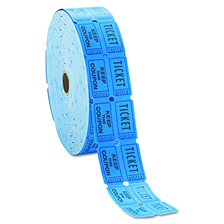 INDIANA TICKET CO. Consecutively Numbered Double Ticket Roll, Blue, 2000 Tickets per Roll