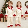 thumbnail image 7 of Family Christmas Pajamas Matching Sets Silk Satin Holiday Matching Pajamas Sets Long Sleeve Button Down Comfy Loungewear Sets, 7 of 7
