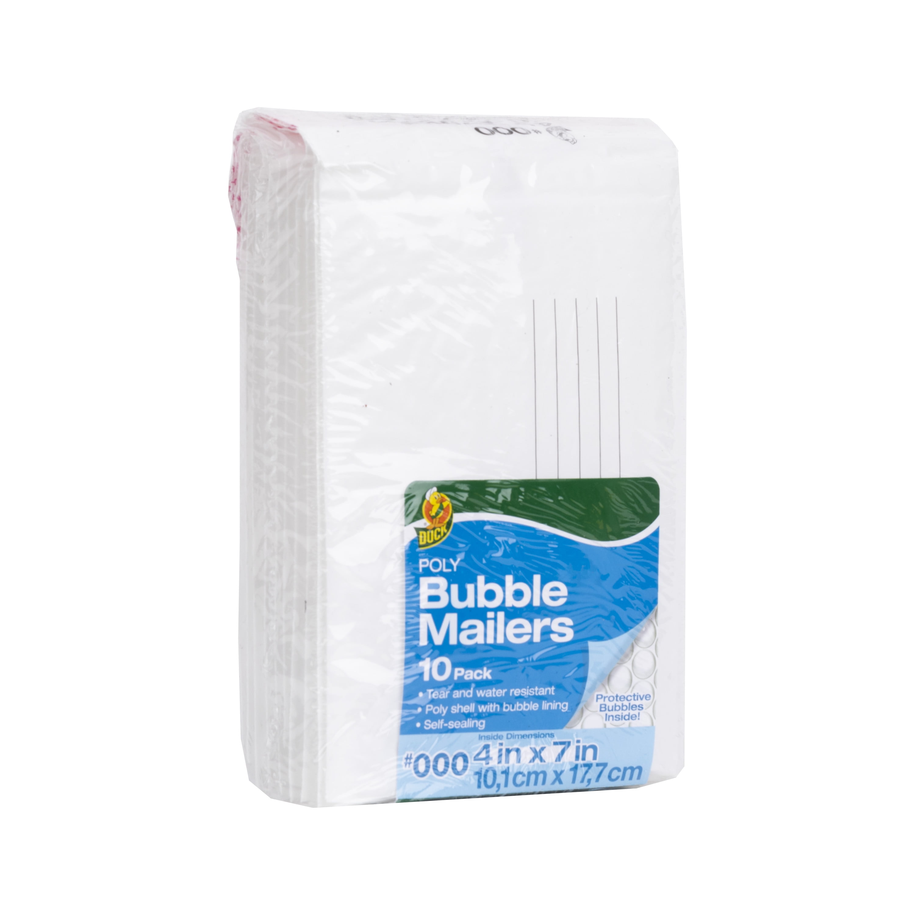 Duck Brand 4 In. x 7 In. (Size 000) White Poly Bubble Mailer, 10pack