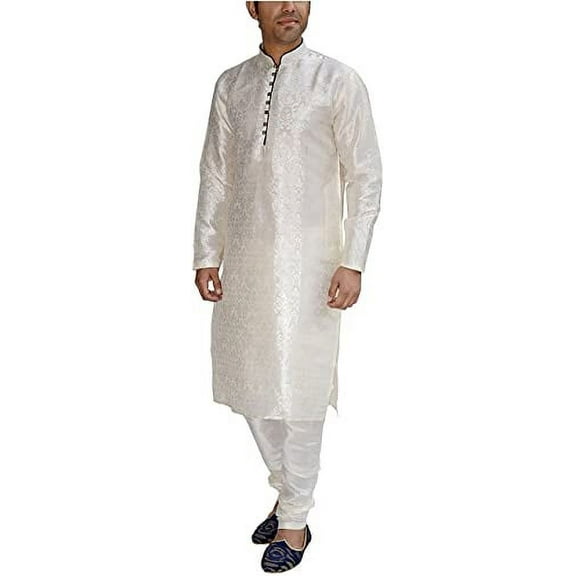 Royal Kurta Men's Jacquard Silk Floral Kurta Pyjama